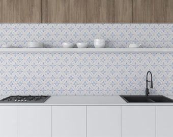Landhaus-Tapete mit weißen Fliesen zum Abziehen und Aufkleben / abnehmbare Tapete für die Küche / Weiße Tapete – selbstklebend oder traditionell