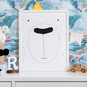 Whale Peel and Stick wallpaper / Ocean Removable wallpaper / Blue wallpaper - Self-adhesive or Traditional
