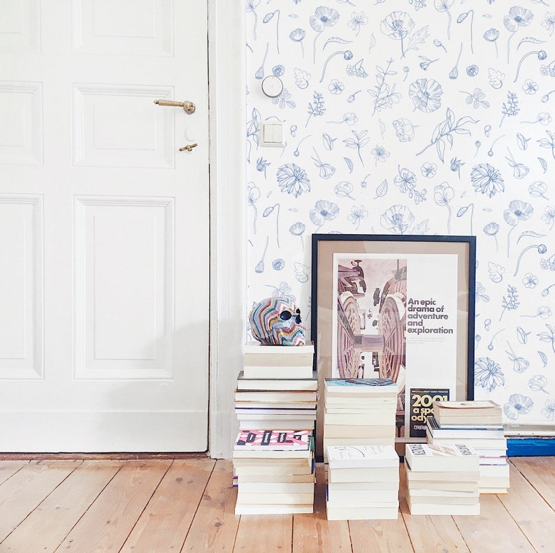 Fancy Walls Blue and white Floral Peel and Stick Wallpaper