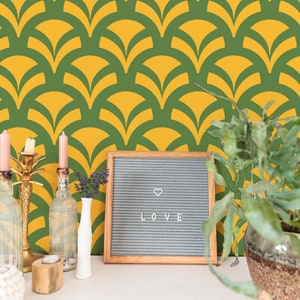 Green China pattern Peel and Stick wallpaper / China pattern Removable wallpaper / Green wallpaper - Self-adhesive or Traditional