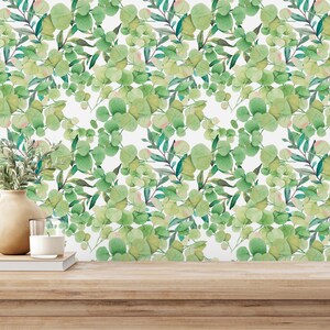 Eucalyptus Removable wallpaper / Self-adhesive or Traditional wallpaper with leaf pattern / Eucalyptus Peel and Stick wallpaper
