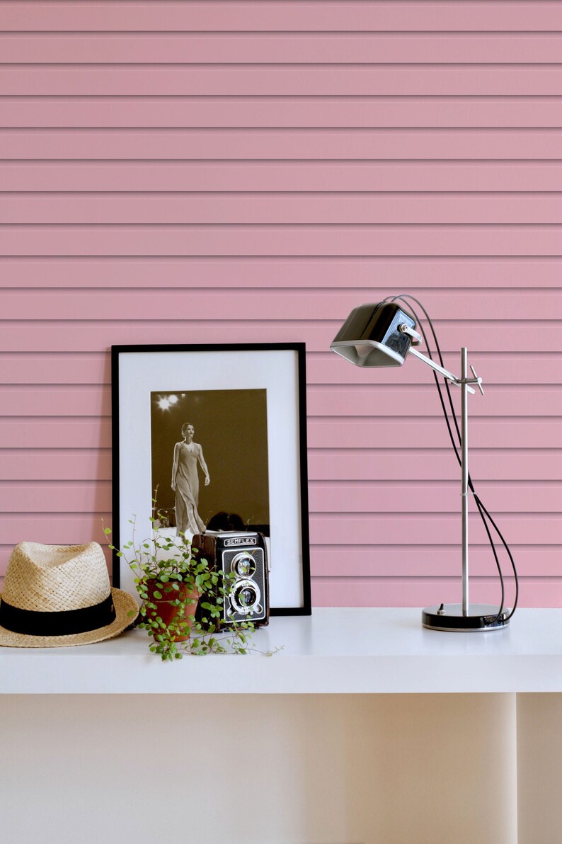 Pink Stripe Peel and Stick Wallpaper / Striped Removable Etsy