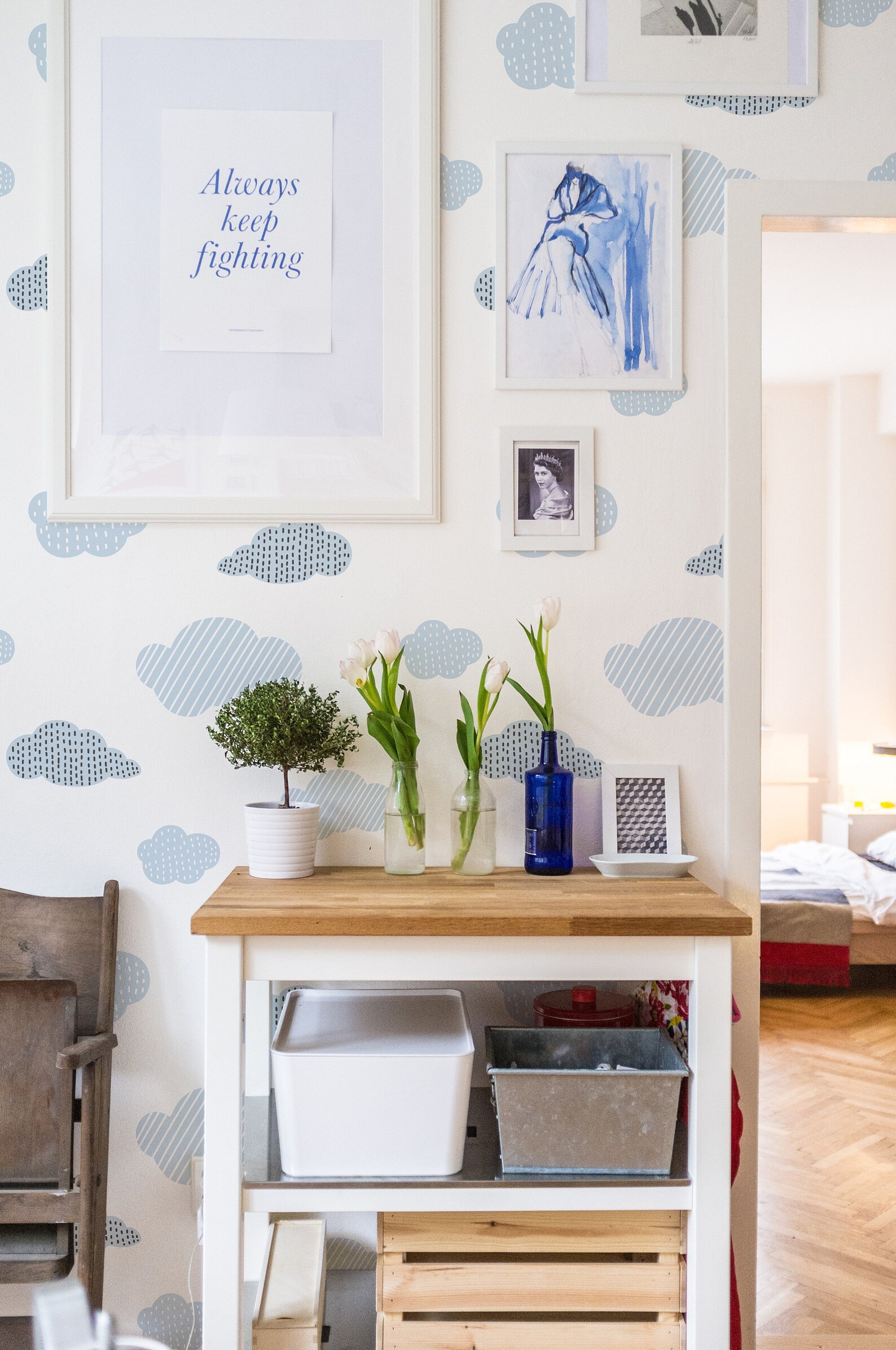 Cloud peel and stick wallpaper / blue and white cloud stick Etsy