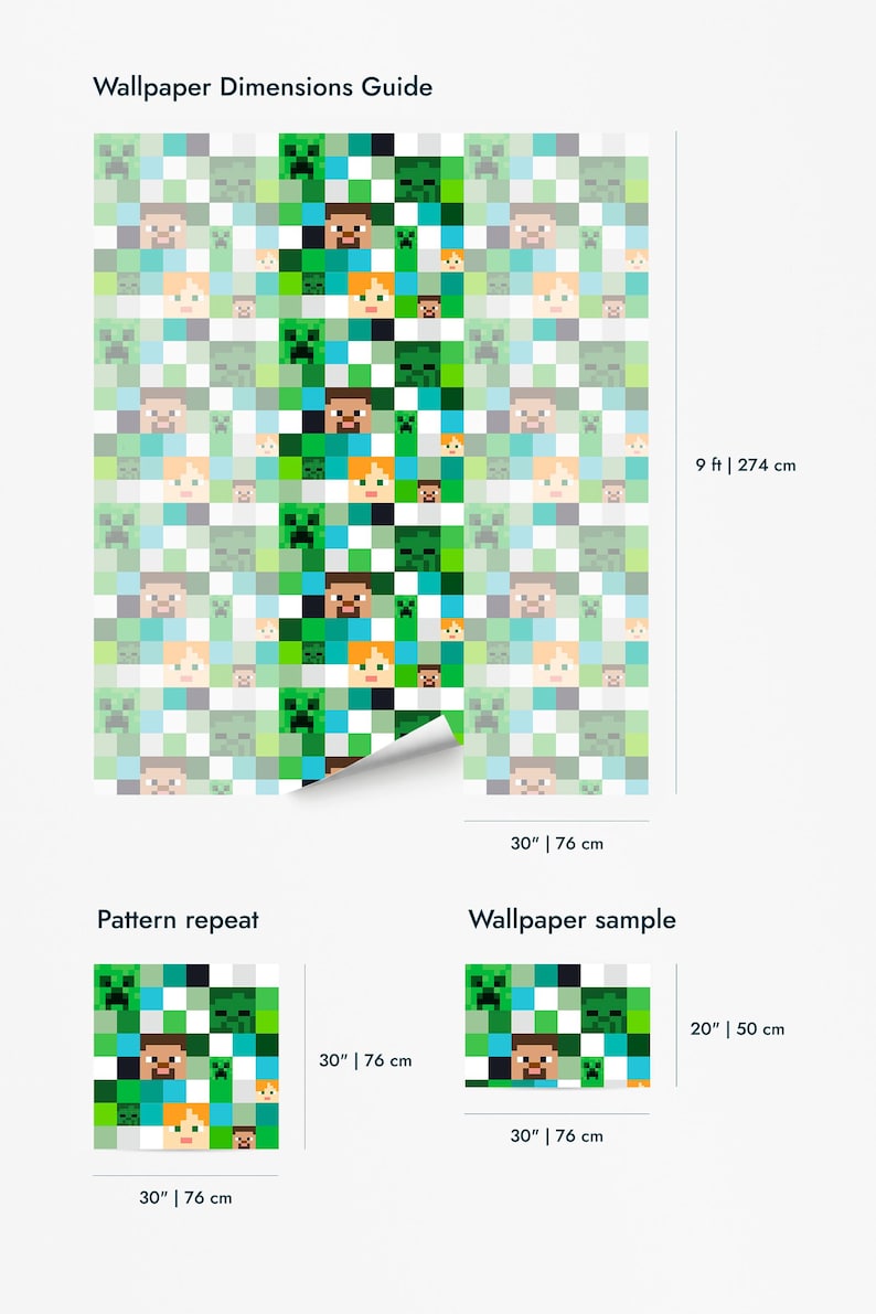 Colorful Gaming Peel and Stick wallpaper / Minecraft inspired Geometric Removable wallpaper / Colorful Traditional wallpaper image 11