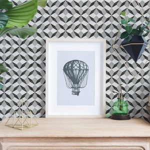 Gray Geometric Tile Removable wallpaper / Geometric Peel and Stick wallpaper / Mosaic Tile wallpaper - Self-adhesive or Traditional
