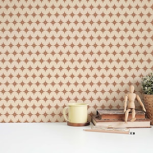 Brown Star Peel and Stick wallpaper / Scandinavian Removable wallpaper / Brown wallpaper - Self-adhesive or Traditional