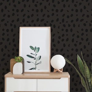 Black Cheetah print Peel and Stick wallpaper / Animal print Removable wallpaper / Black wallpaper - Self-adhesive or Traditional
