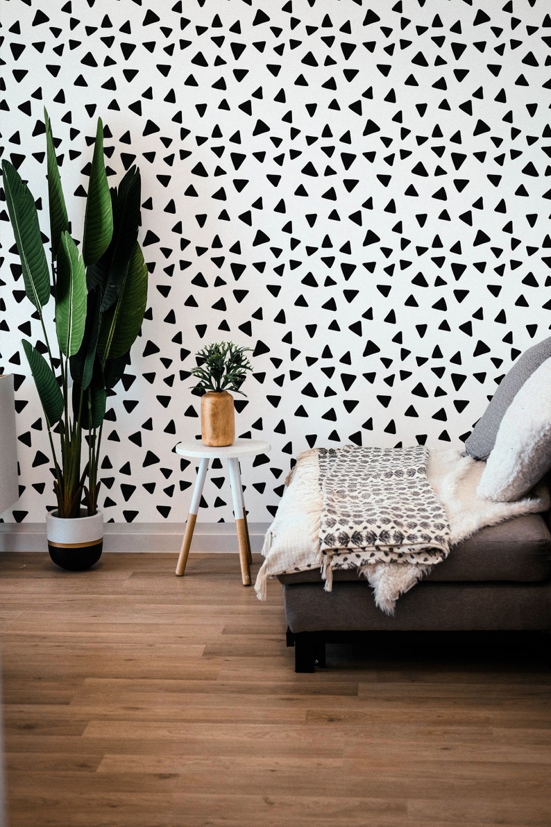 Geometric Triangle Peel and Stick Wallpaper / Scattered Etsy
