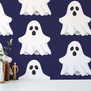 Navy and white Ghost Peel and Stick wallpaper / Dark Removable wallpaper / Navy and white wallpaper - Self-adhesive or Traditional