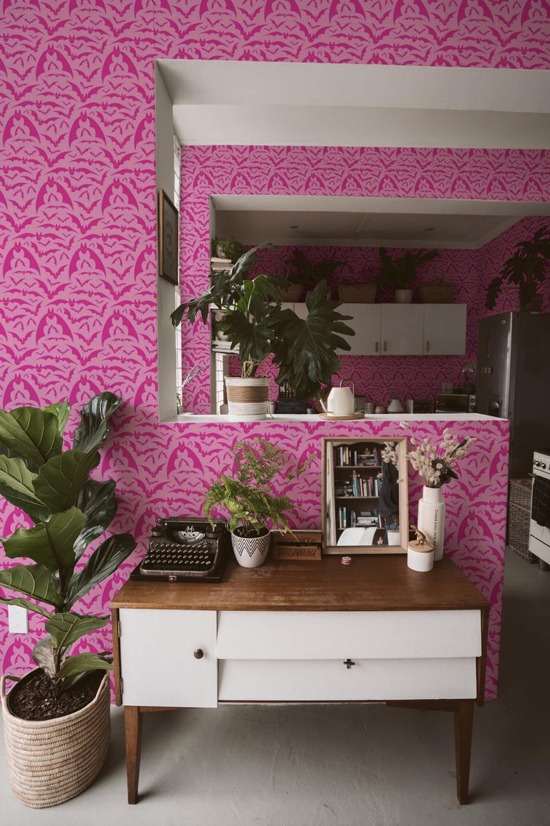 Fancy Walls - Removable Pink Eclectic Wallpaper
