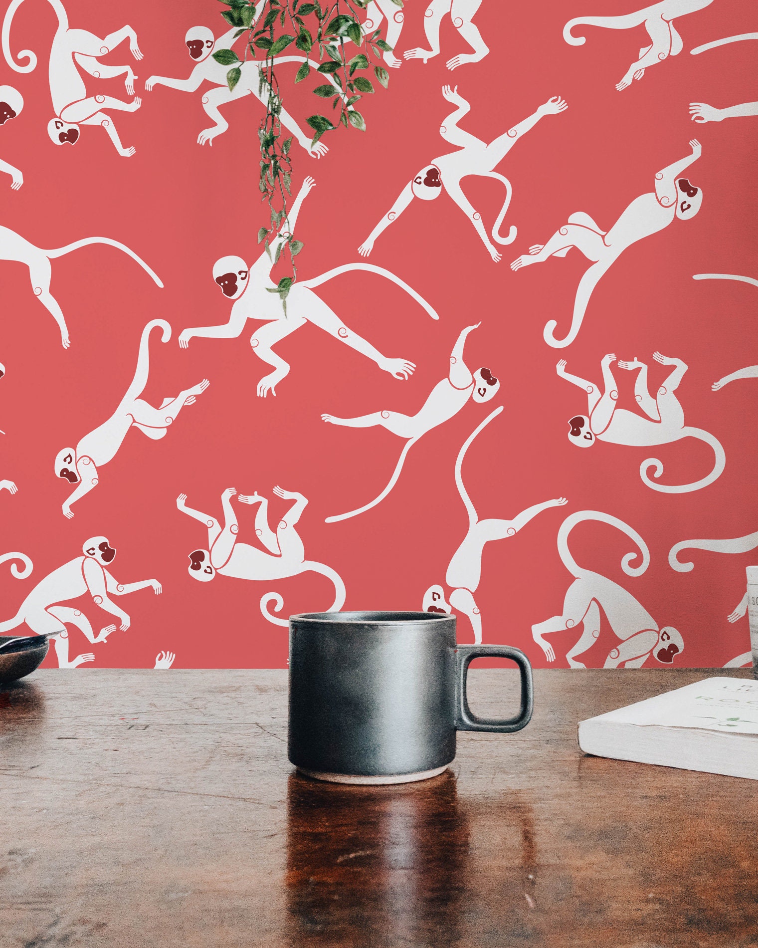 Red Monkey Peel and Stick Wallpaper / Colorful Stick and Peel | Etsy