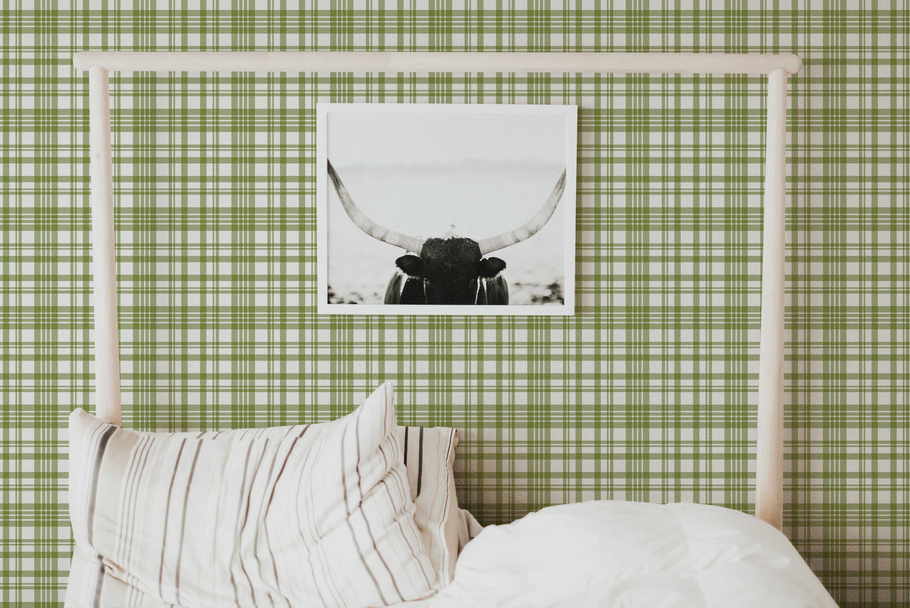 Green Plaid Peel and Stick Removable Wallpaper 6319 - 24in x 126in (61x320cm)