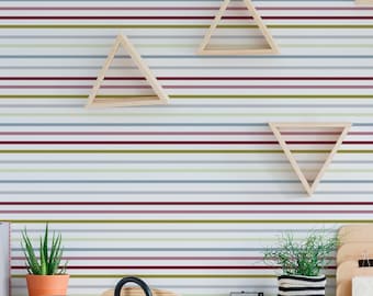 Colorful Thin Stripes Wallpaper: Modern Banded Pattern (Non-Pasted, Pre-Pasted, Peel and Stick, Custom Sizes)