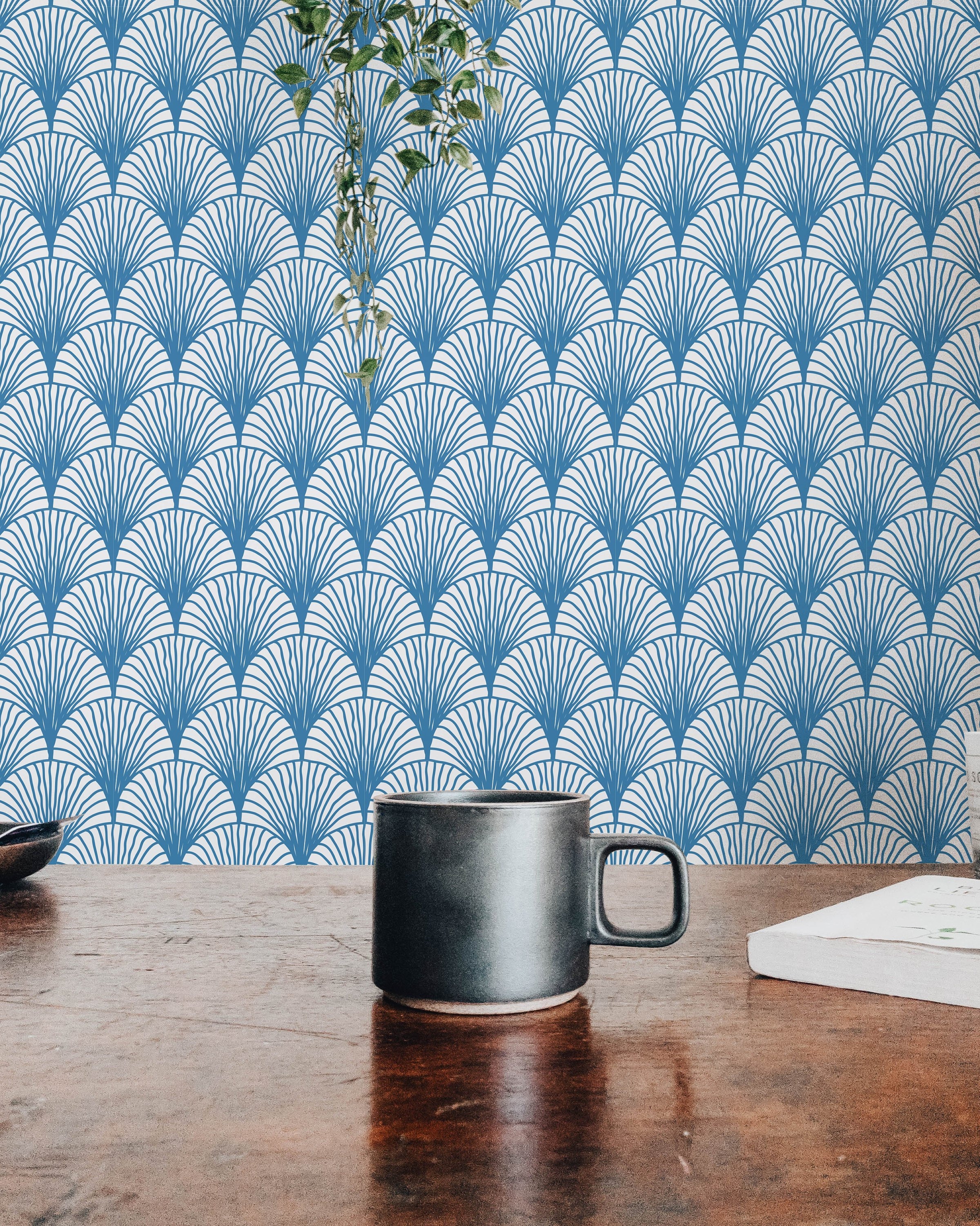 Blue White Seashell Design Removable Wallpaper Peel And Etsy