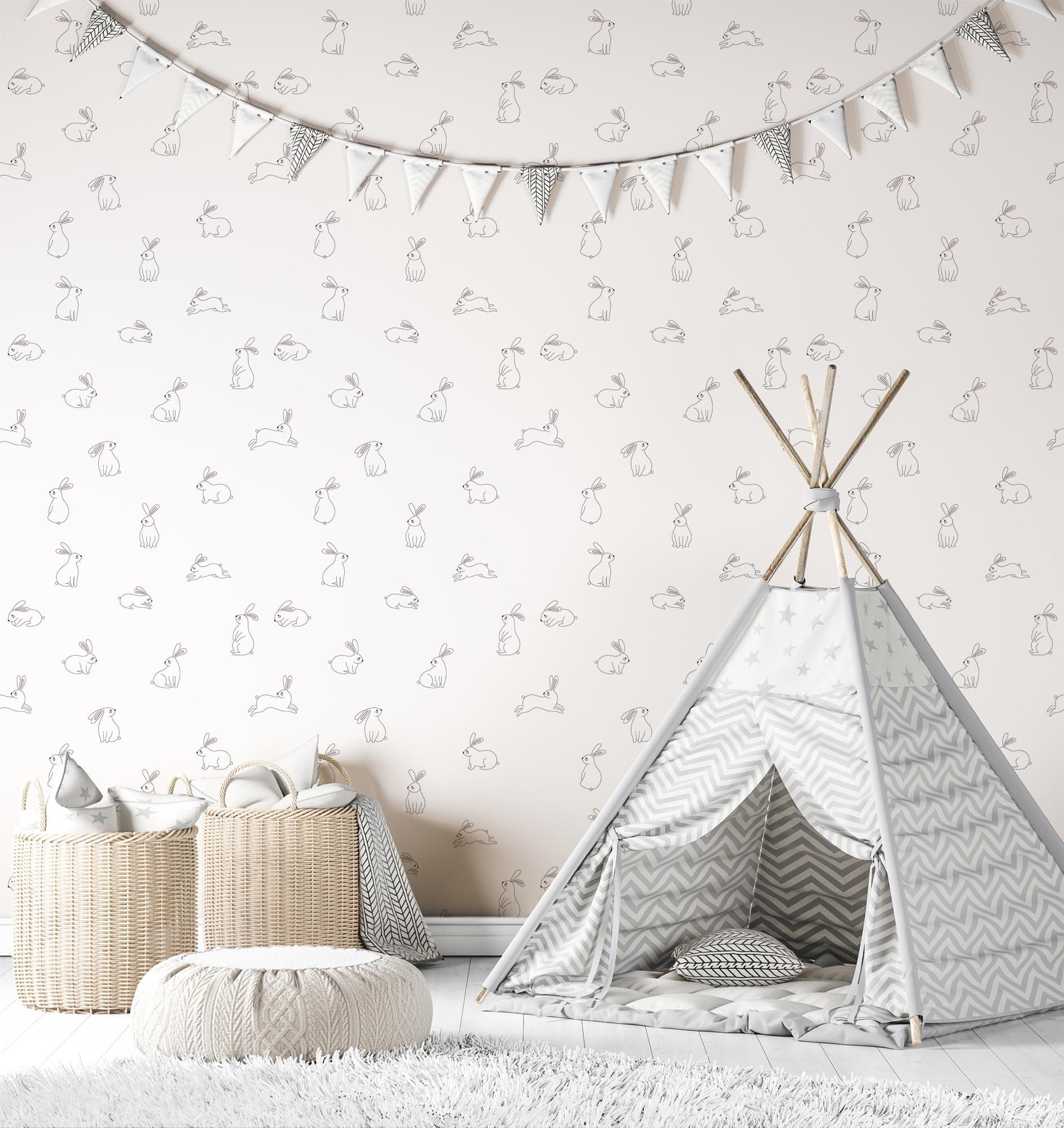 Minimalist Bunny Peel and Stick Wallpaper / Easter Removable Etsy UK