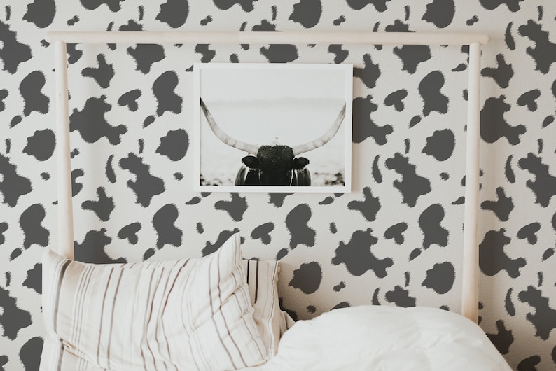 Cow Print Peel and Stick Wallpaper / Animal Print Removable Etsy