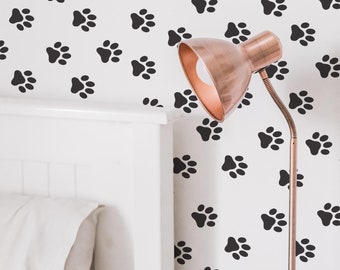 Black and white Cat Peel and Stick wallpaper / Paws Removable wallpaper / Black and white wallpaper - Self-adhesive or Traditional