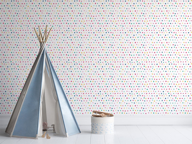 Colorful Polka Dot Removable Wallpaper / Dotted Peel and Stick Etsy