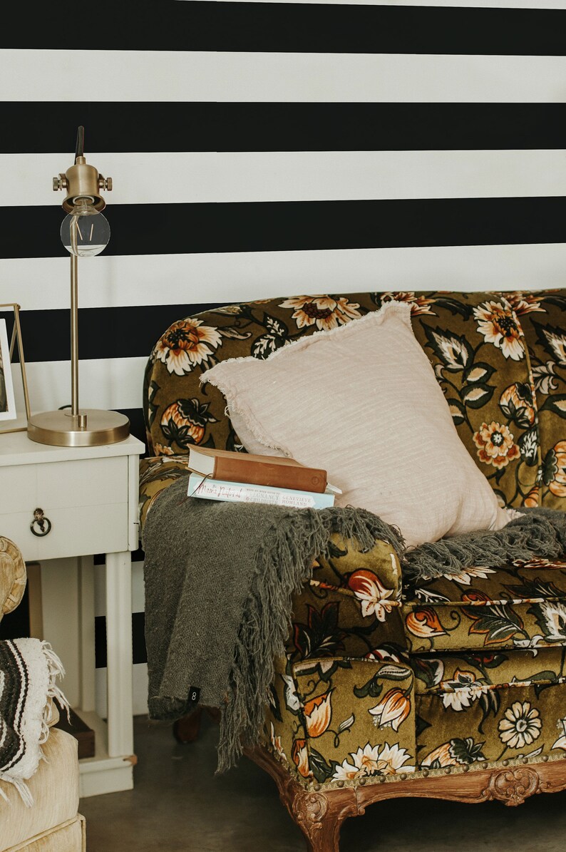 Black and White Horizontal Striped Removable Wallpaper / Bold Etsy