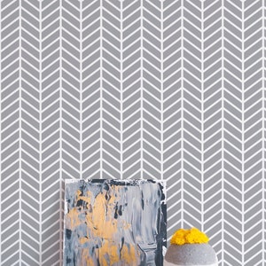 Gray Herringbone Peel and Stick Wallpaper, design by Fancy Walls