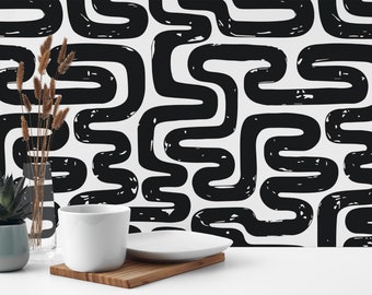 Maze Peel and Stick wallpaper / Abstract Removable wallpaper / Maze wallpaper - Self-adhesive or Traditional