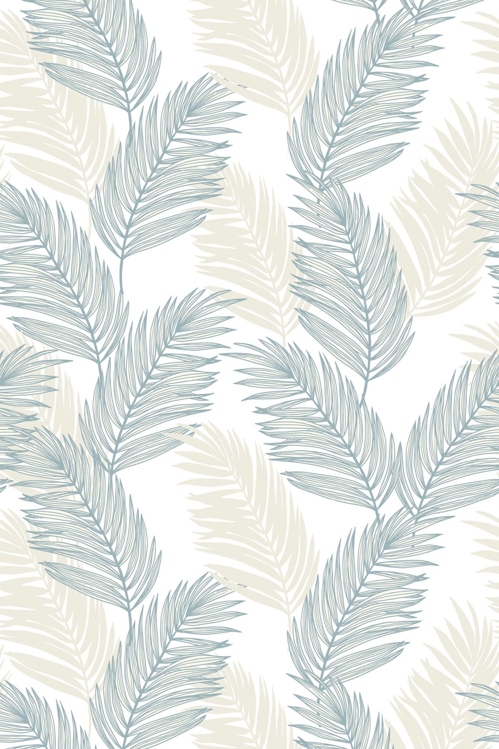 Blue and White Palm Leaf Peel and Stick Wallpaper / Coastal Removable ...