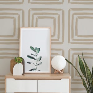 Beige Square Peel and Stick wallpaper / Brushstroke Removable wallpaper / Beige wallpaper - Self-adhesive or Traditional
