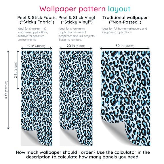 Blue Leopard Peel and Stick Wallpaper / Animal Print Removable
