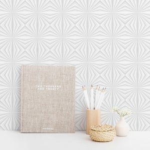 Gray and white Geometric Peel and Stick wallpaper / Ornamental Removable wallpaper / Geometric wallpaper - Self-adhesive or Traditional