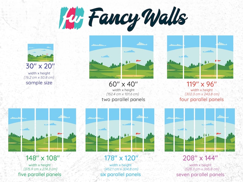 Green Golf Course Wallpaper Mural: Scenic Sports Landscape (peel and ...