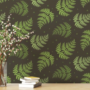 Green Fern Peel and Stick wallpaper / Leaf Removable wallpaper / Green wallpaper - Self-adhesive or Traditional