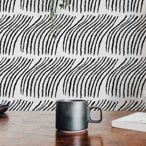 Brush Stroke Peel and Stick wallpaper / Striped Removable wallpaper / Abstract Line wallpaper - Self-adhesive or Traditional