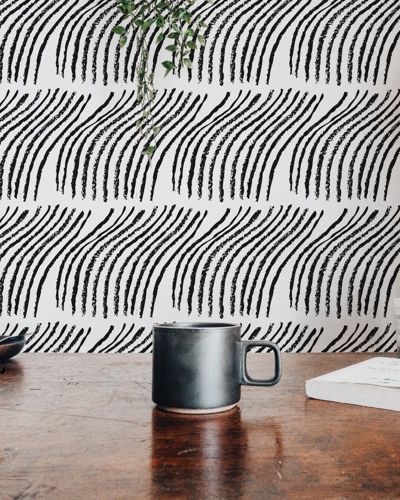 Brush Stroke Peel and Stick Wallpaper / Striped Removable Etsy
