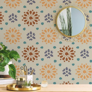 Beige and yellow Abstract Peel and Stick wallpaper / Floral Removable wallpaper / Beige and yellow wallpaper - Self-adhesive or Traditional