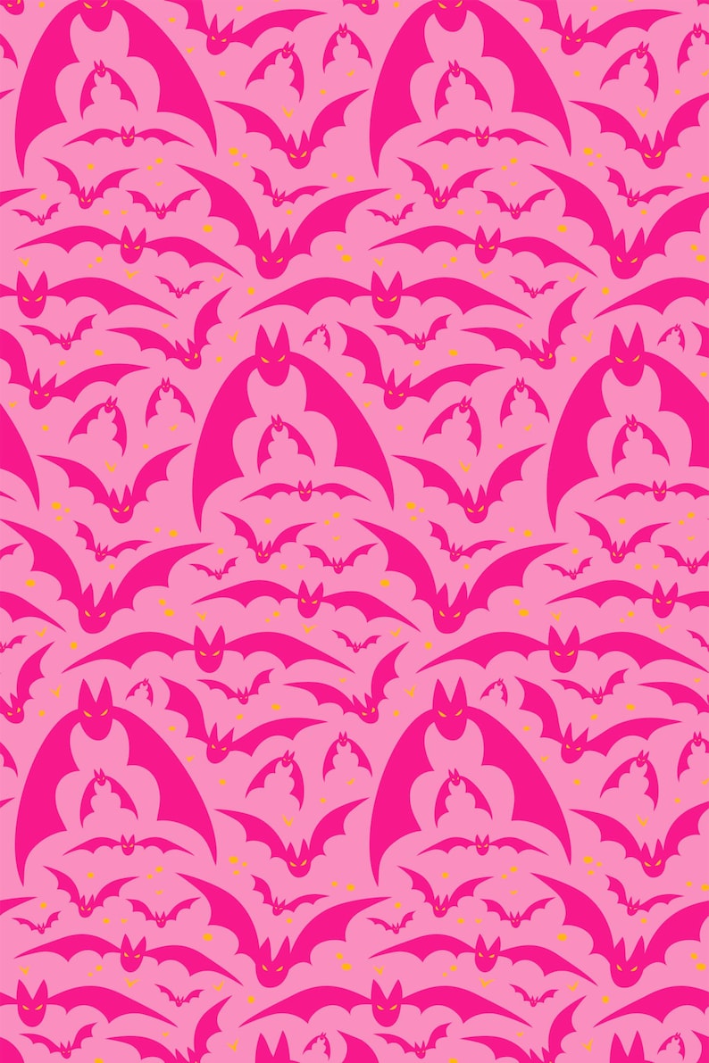 Pink Halloween wallpaper - Peel and Stick Wallpaper or Non Pasted Wallpaper / Halloween Removable wallpaper / Pink wallpaper image 2