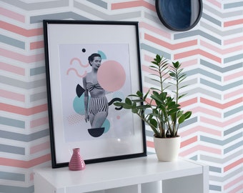 Pastel Chevron Wallpaper: Modern Zigzag Pattern (Peel and Stick or Non Pasted, Custom Sizes)