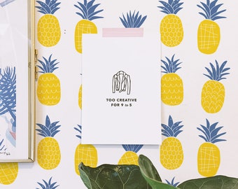 Bold Pineapple Peel and Stick wallpaper / Fruit Removable wallpaper / Yellow Pineapple wallpaper - Self-adhesive or Traditional