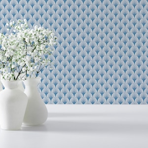 Art Deco Peel and Stick wallpaper / Seashell Removable wallpaper / Art Deco wallpaper - Self-adhesive or Traditional