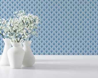 Art Deco Peel and Stick wallpaper / Seashell Removable wallpaper / Art Deco wallpaper - Self-adhesive or Traditional