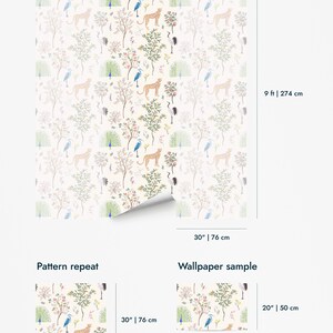 Colorful Menagerie Peel and Stick wallpaper / Animal Removable wallpaper / Colorful wallpaper - Self-adhesive or Traditional image 8