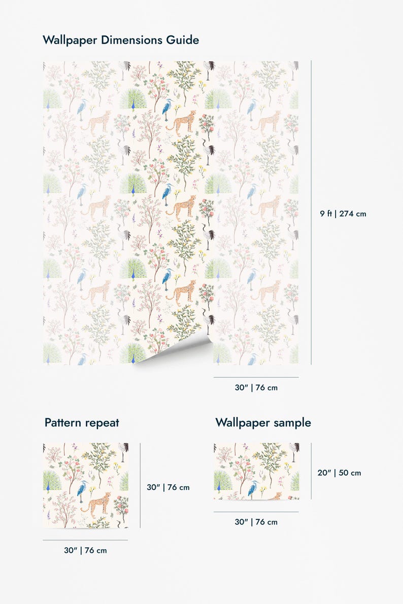 Colorful Menagerie Peel and Stick wallpaper / Animal Removable wallpaper / Colorful wallpaper - Self-adhesive or Traditional image 8