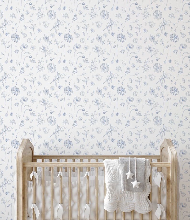 Floral Minimalist Removable Wallpaper by Fancy Walls