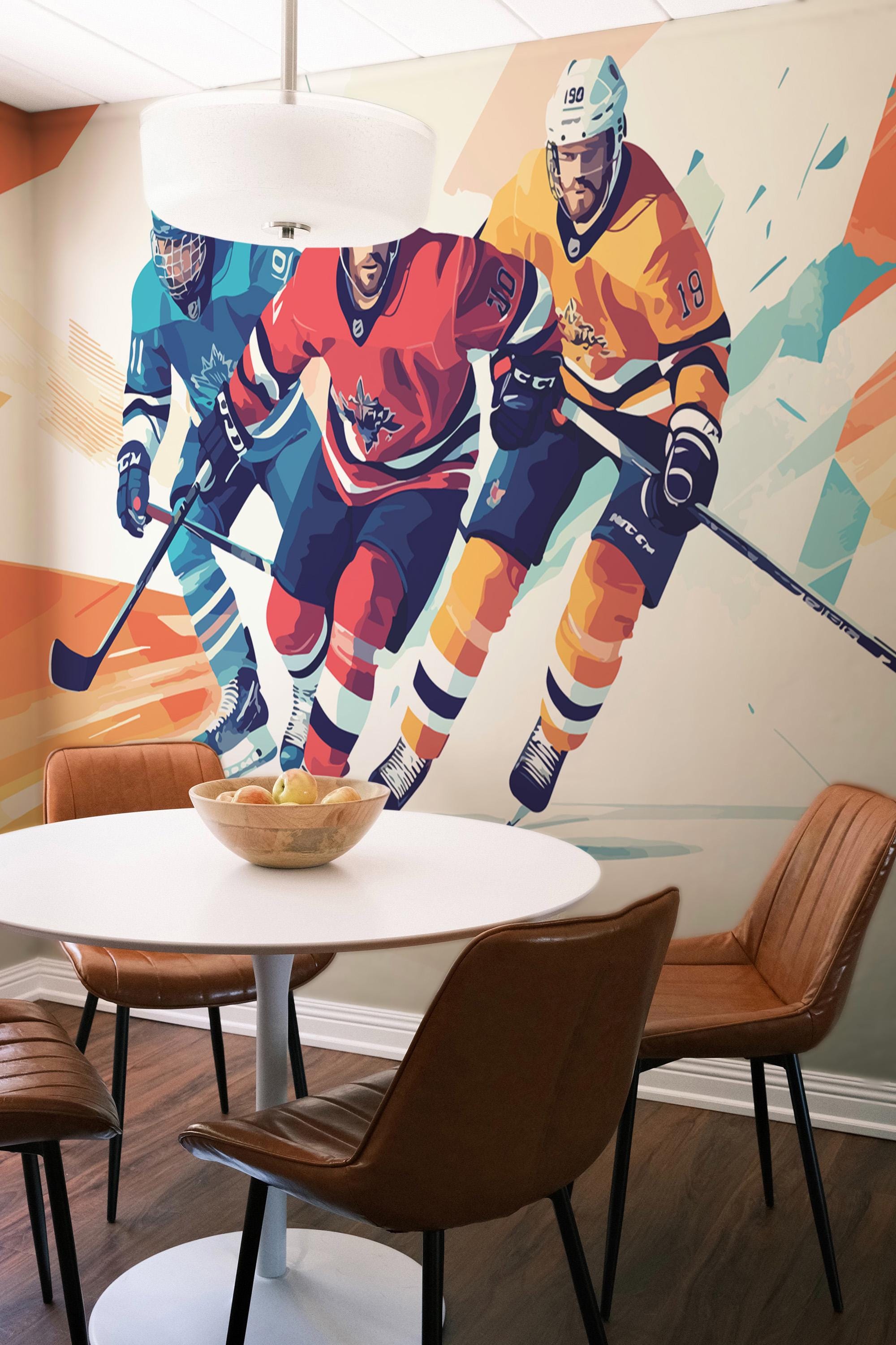 Ice Hockey Stadium Wall Mural 3D Wall Background Mural Wallpaper Wall Art For Living Room Bedroom Tv Background Office Restaurant Motif Room Peel And Stick Wall Posters 350(W) X256(H) Cm - View #6