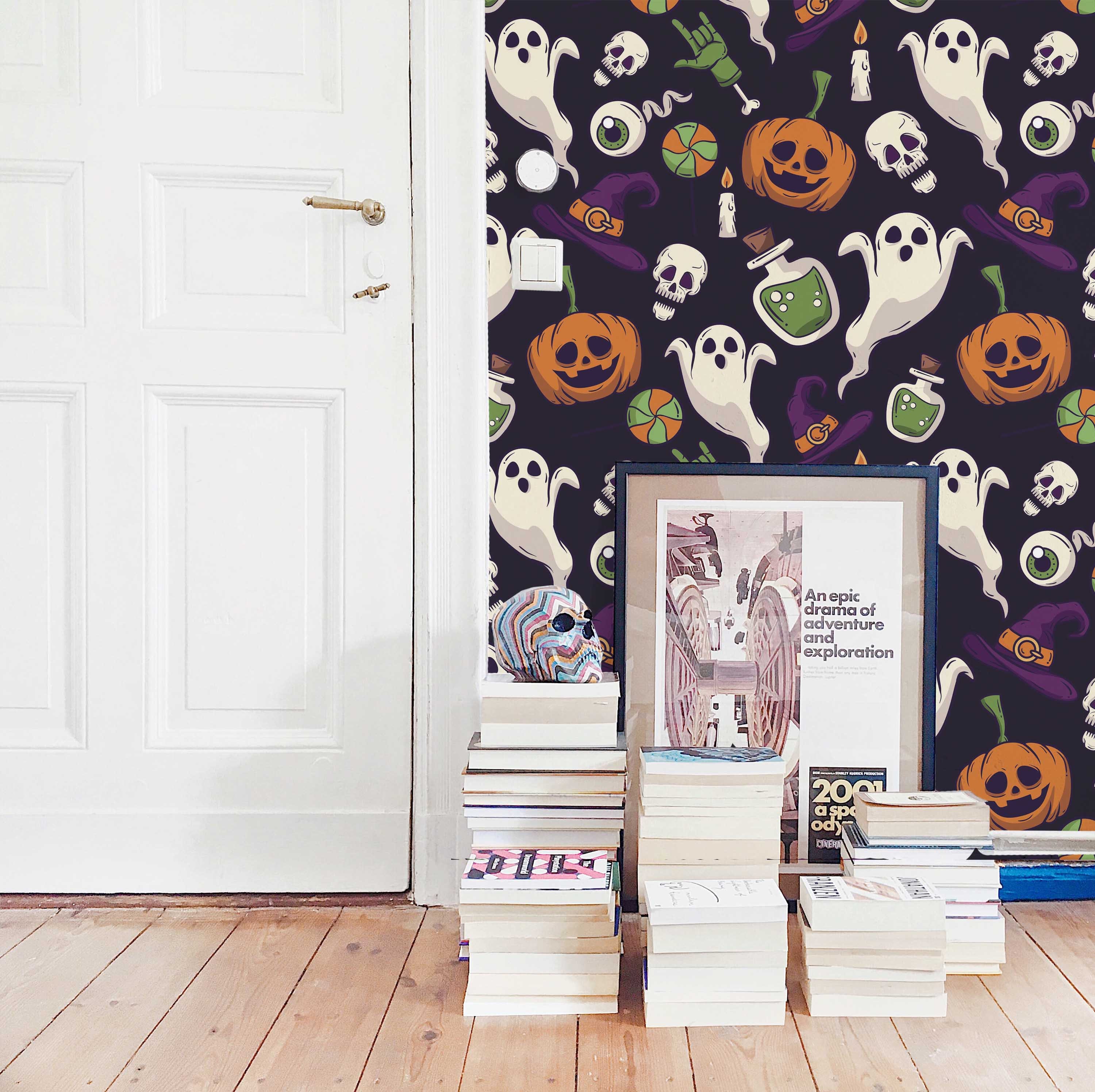 Bold Halloween Wallpaper - Peel and Stick Wallpaper or Non Pasted Wallpaper  / Fun Removable Wallpaper / Purple Self-adhesive Wallpaper - Etsy, image size:3000x2991