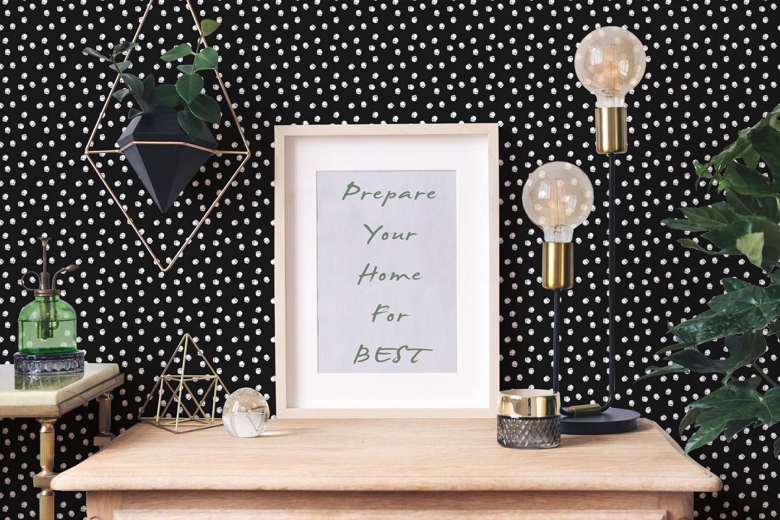 Black Polka Dot Peel and Stick Wallpaper / Bold Polka Dot Etsy