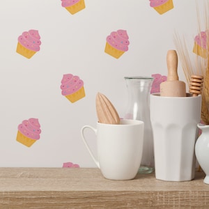 Pink Cake Peel and Stick wallpaper / Food Removable wallpaper / Pink wallpaper - Self-adhesive or Traditional