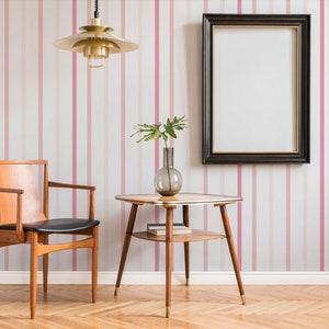 Pink striped Peel and Stick wallpaper / Stripe Removable wallpaper / Pink wallpaper - Self-adhesive or Traditional