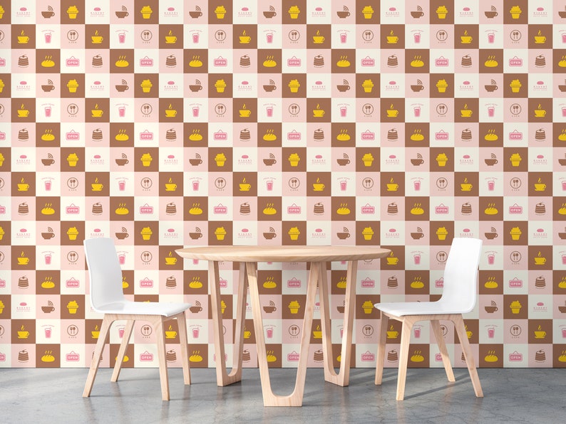 Pink Cafe Peel and Stick Wallpaper / Coffee Removable Etsy
