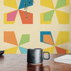 Sunny Geometry wallpaper - Peel and Stick Wallpaper or Non Pasted Wallpaper / Geometric Removable wallpaper / Yellow self-adhesive wallpaper