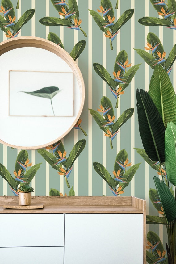 Green Tropical Peel and Stick Wallpaper / Leaf Removable - Etsy
